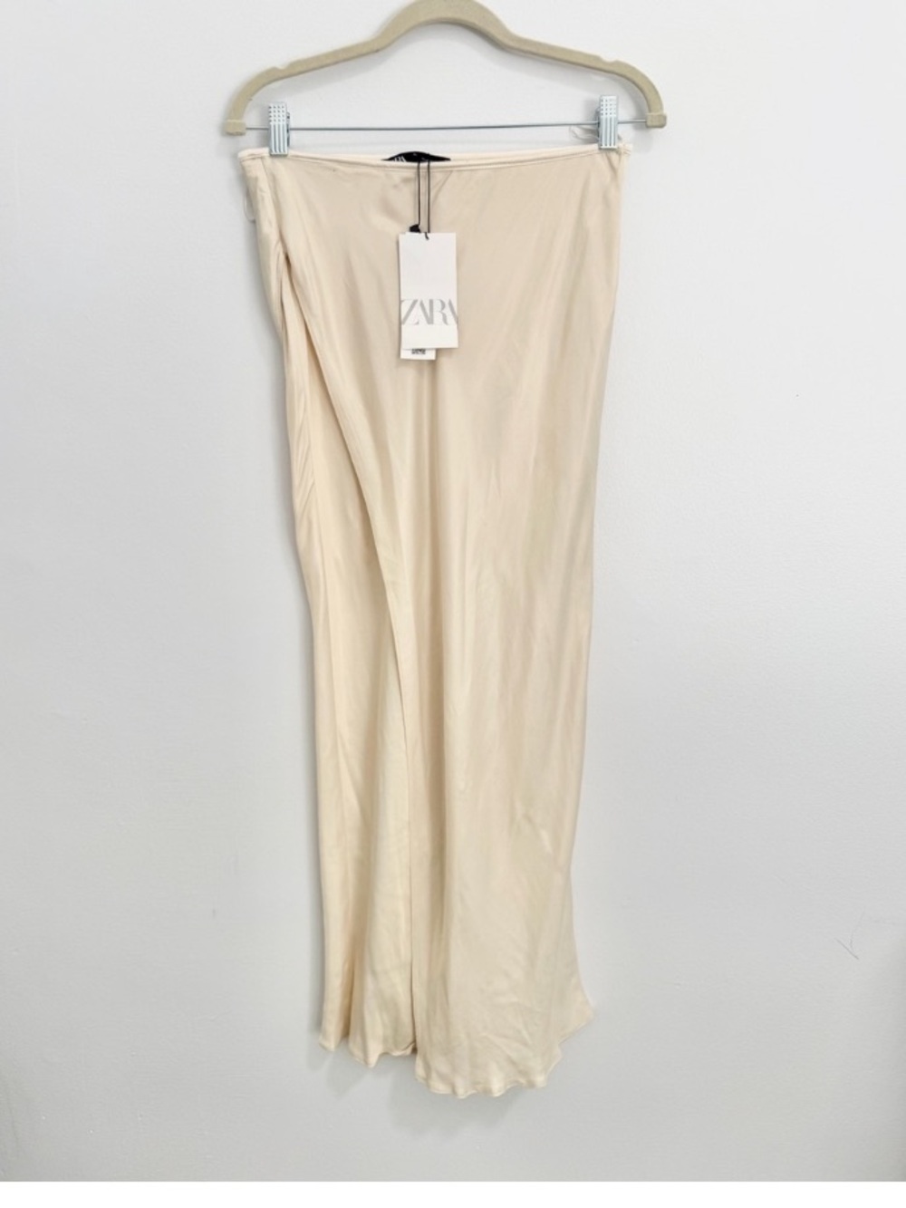 Zara Cream Wrap Skirt with Front Slit